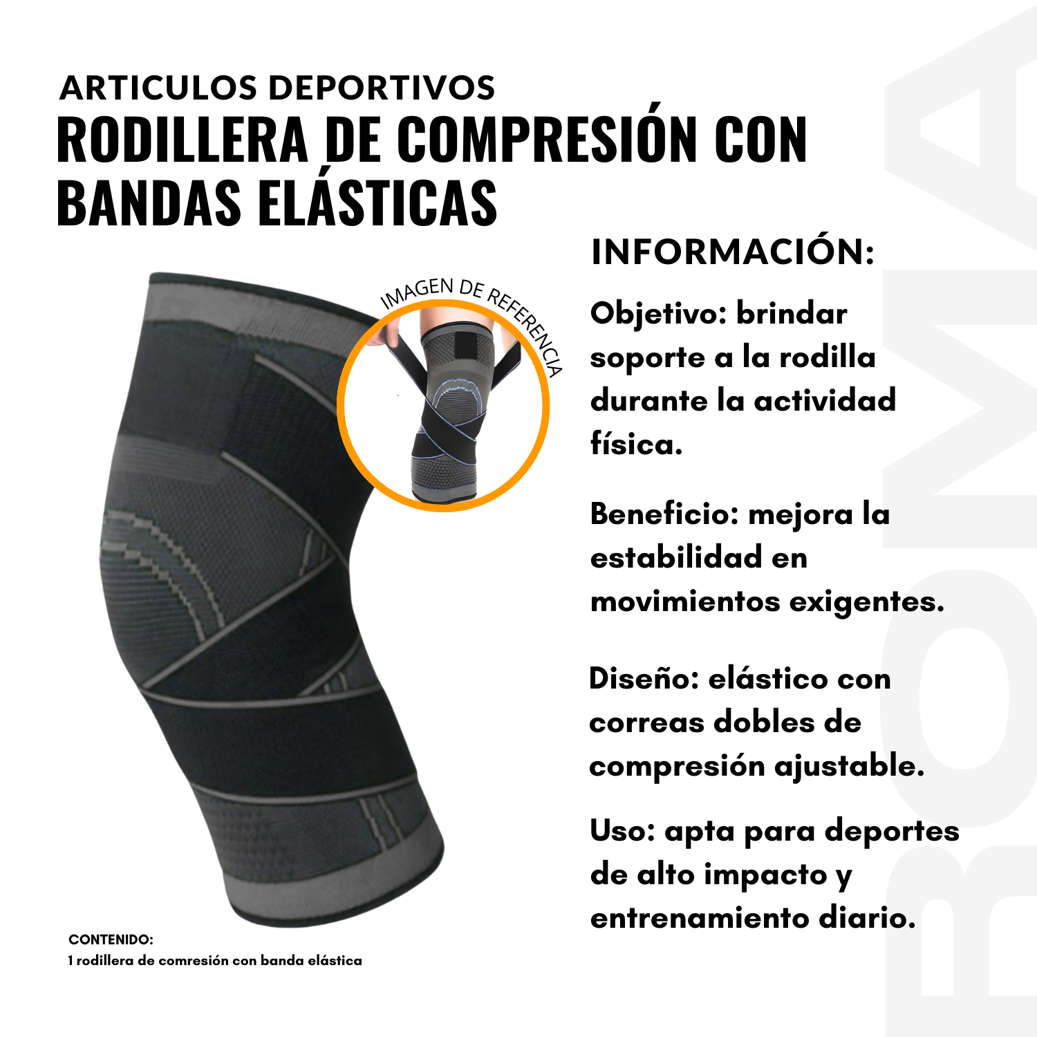 RODILLERA DE COMPRESIÓN CON BANDAS ELÁSTICAS - 2