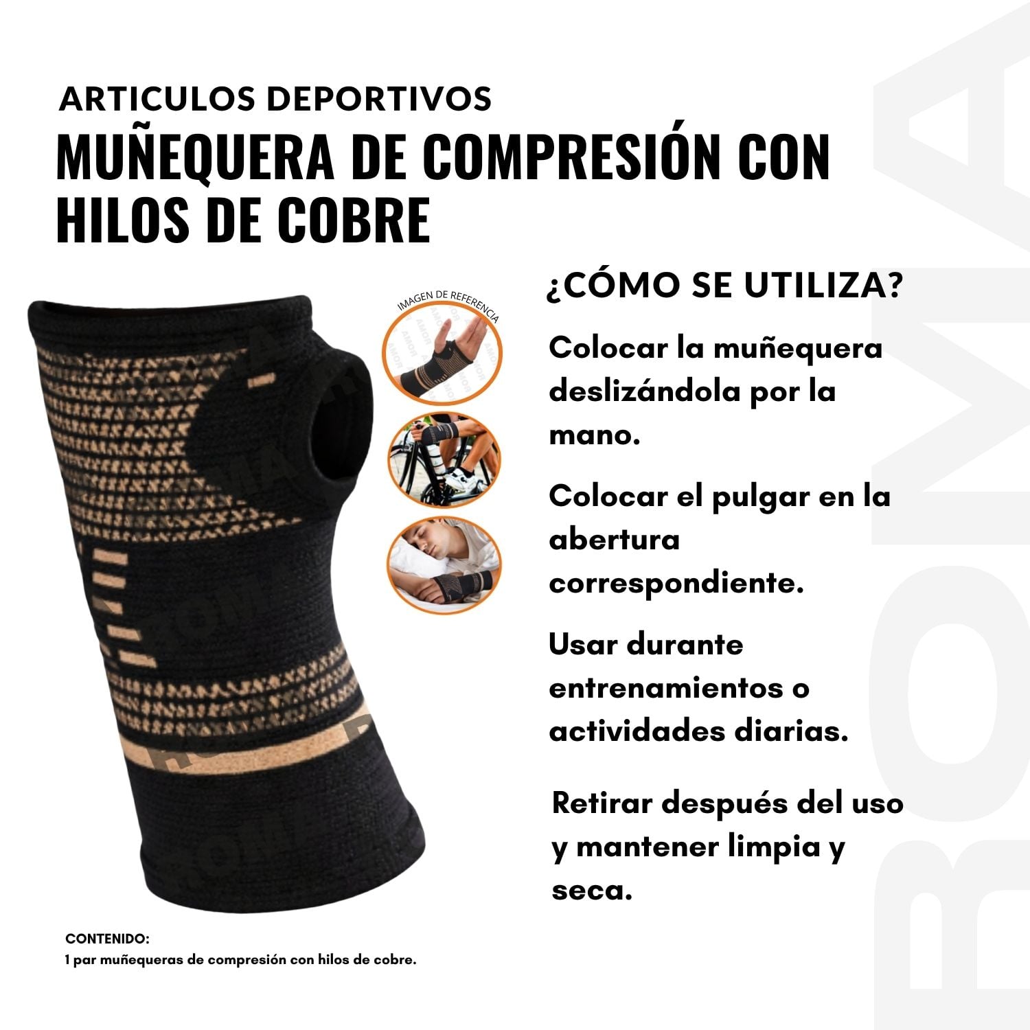 MUÑEQUERA DE COMPRESIÓN CON HILOS DE COBRE - 3