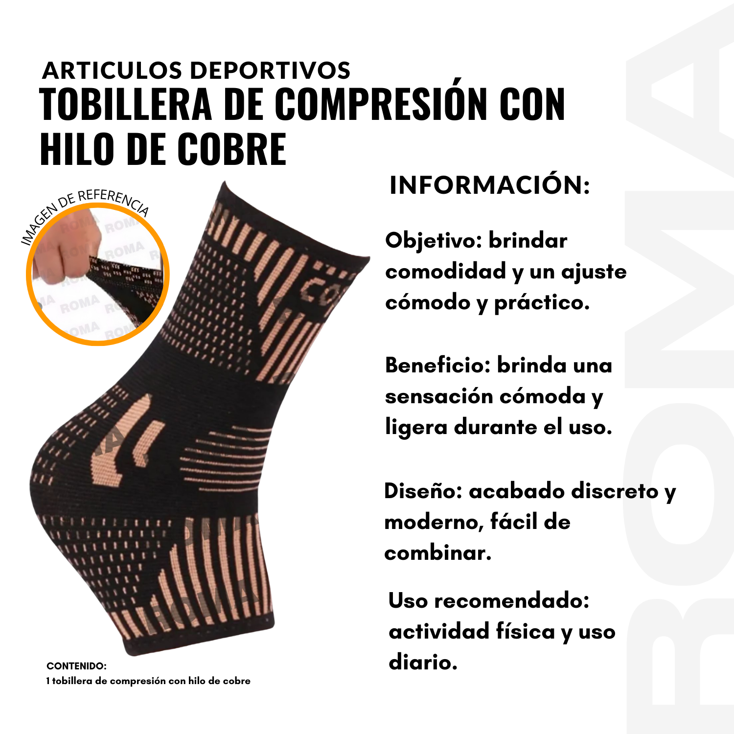 TOBILLERA DE COMPRESIÓN CON HILO DE COBRE - 2
