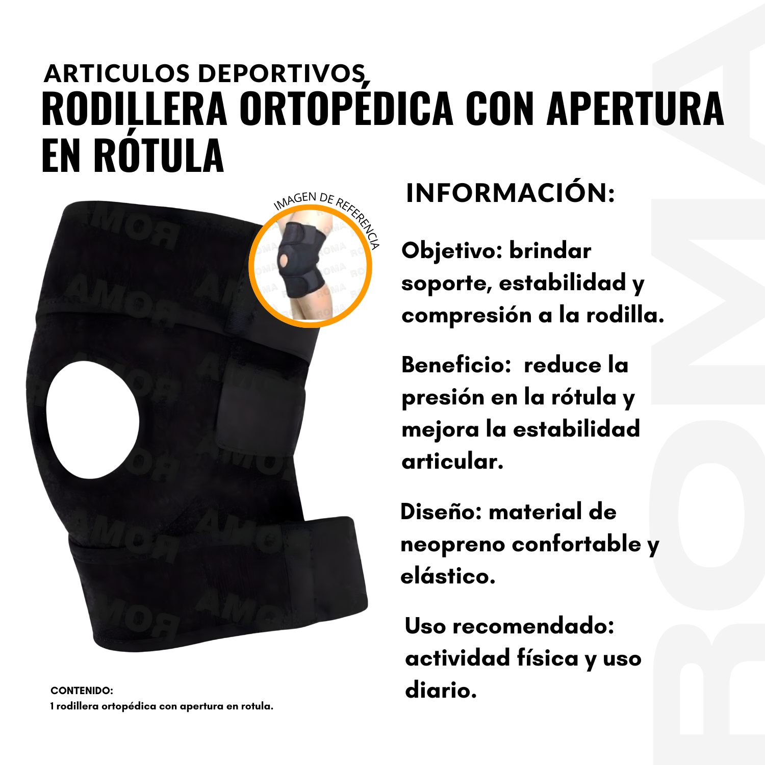 RODILLERA ORTOPÉDICA CON APERTURA EN ROTULA - 2