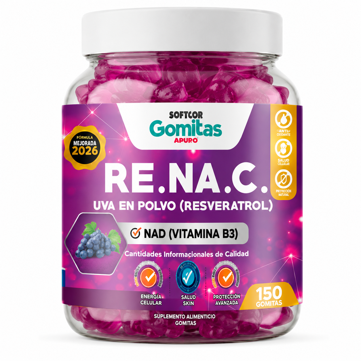 GOMITAS RESVERATROL PARA ADULTOS 150 GOMITAS SOTTCOR LABS - 1