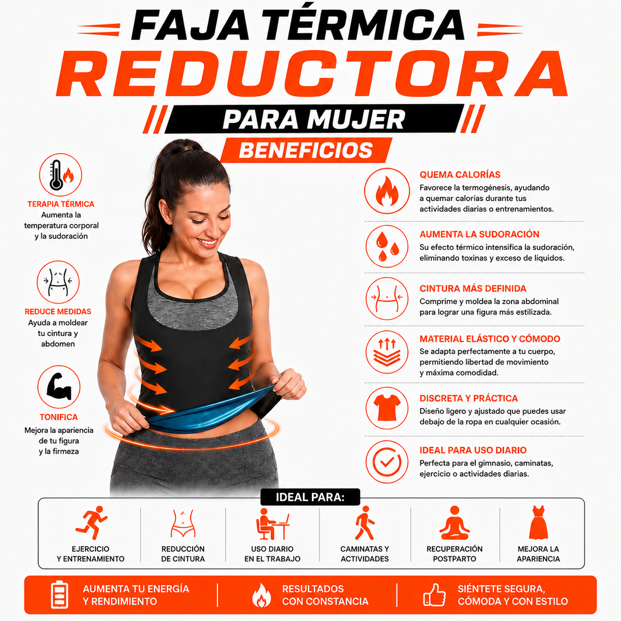 PACK PISTOLA MASAJEADORA 720 Y FAJA REDUCTORA TERMICA PARA MUJER L - 4
