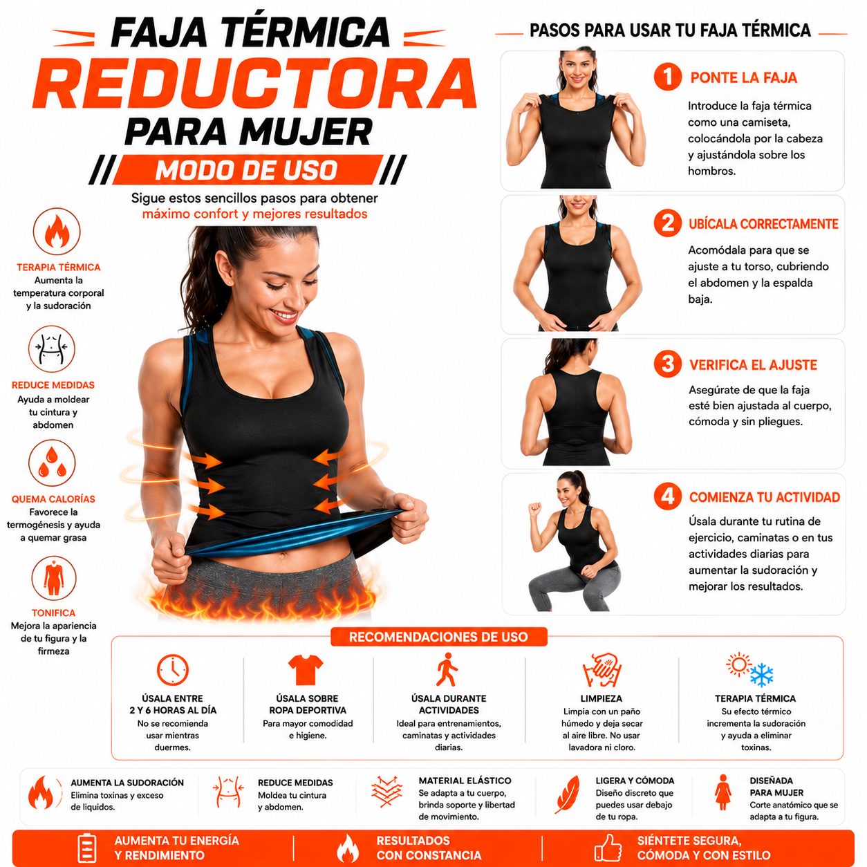 PACK PISTOLA MASAJEADORA 720 Y FAJA REDUCTORA TERMICA PARA MUJER L - 5