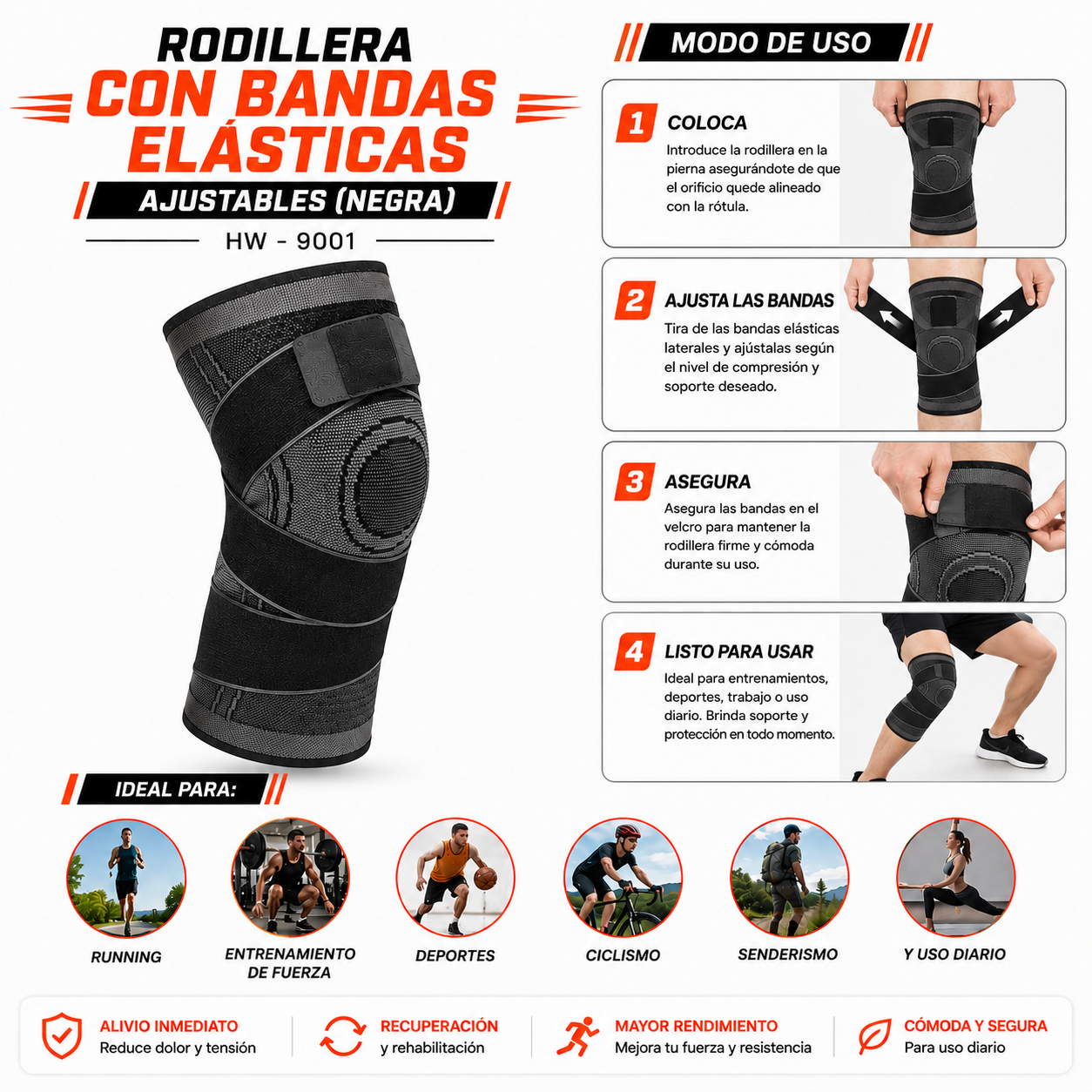PACK PISTOLA MASAJEADORA 720 Y RODILLERA CON BANDAS ELASTICAS - 5