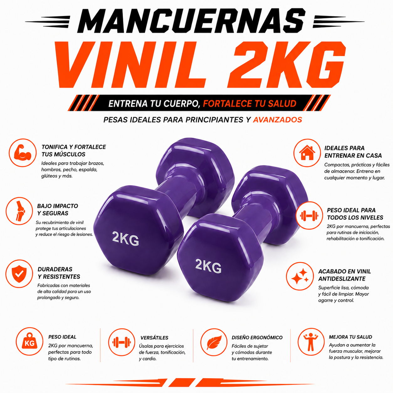 PACK PISTOLA MASAJEADORA 720 Y MANCUERNA VINIL 2KG - 4