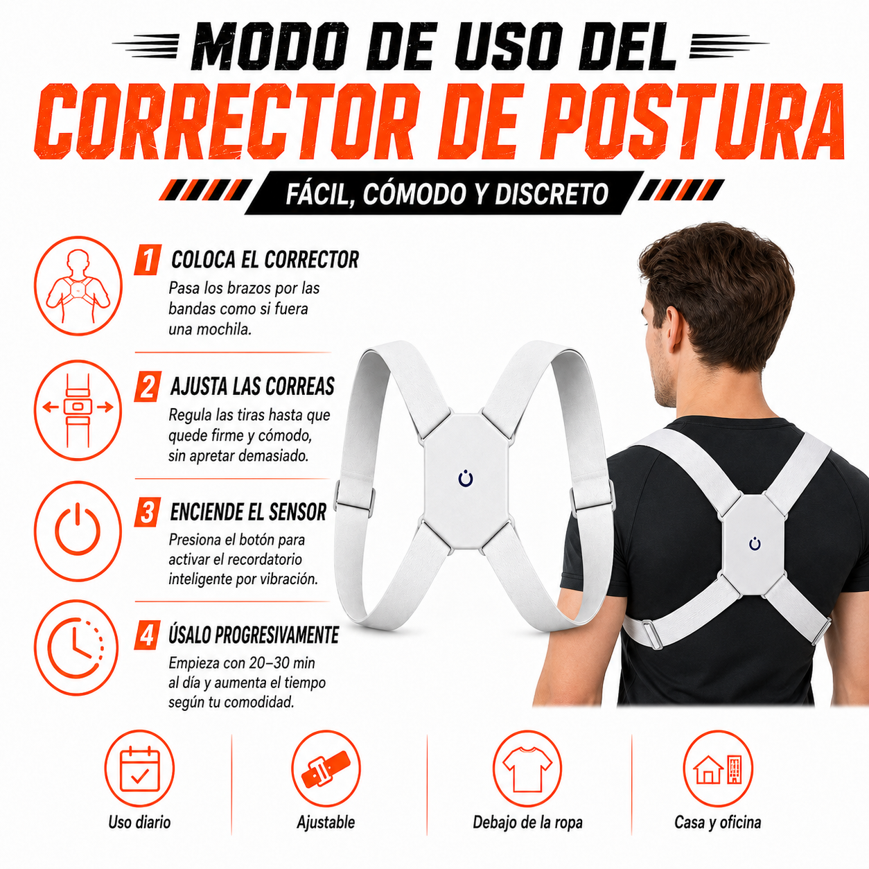 PACK PISTOLA MASAJEADORA 720 Y CORRECTOR DE POSTURA CON SENSOR - 5