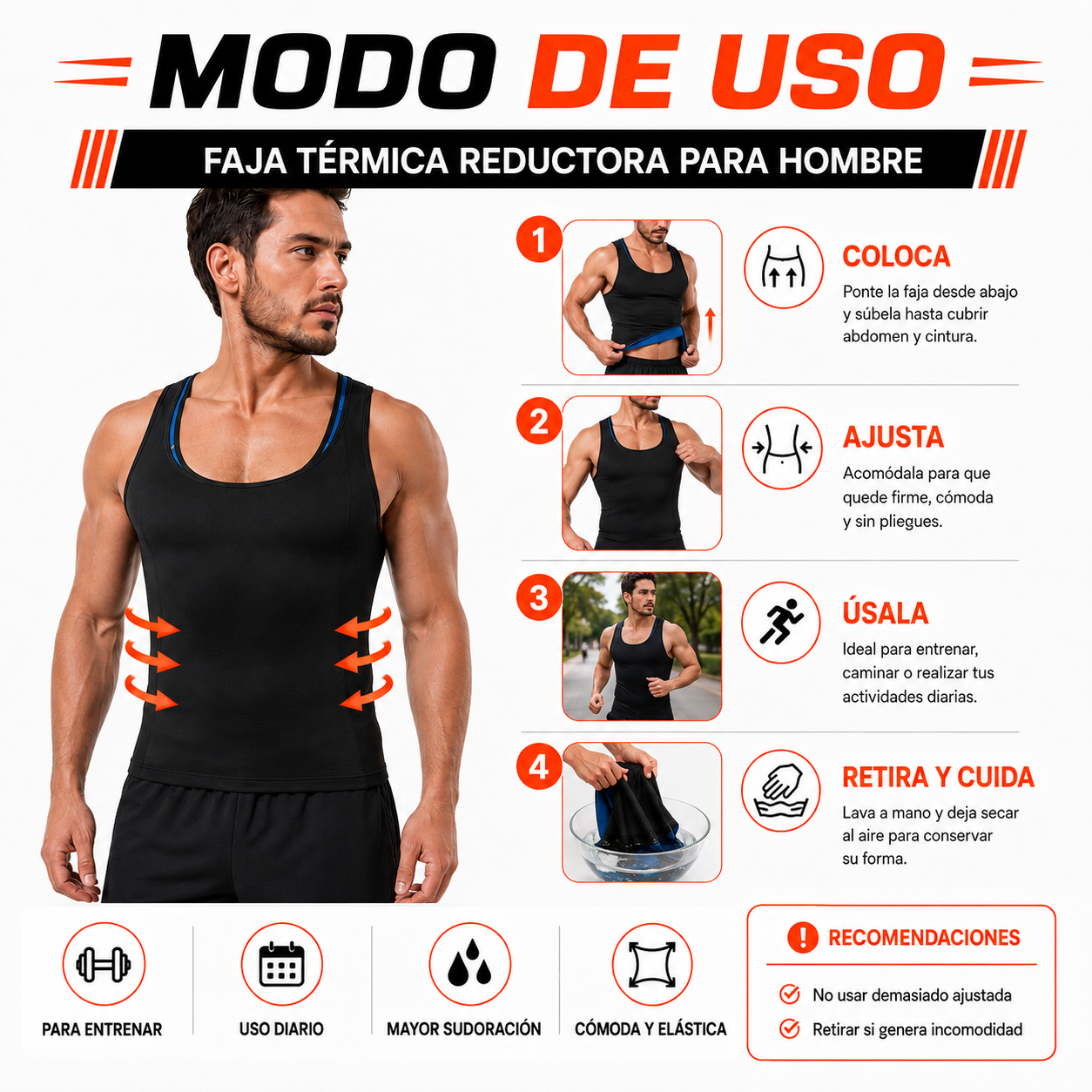 PACK PISTOLA MASAJEADORA 720 Y FAJA TERMICA REDUCTORA PARA HOMBRE L - 5