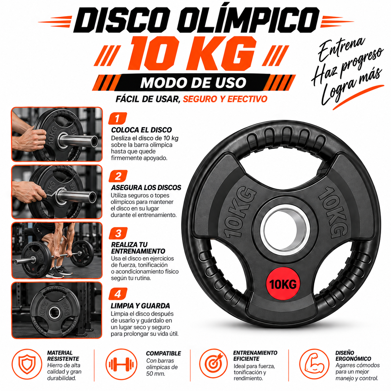PACK PISTOLA MASAJEADORA 720 Y DISCOS OLIMPICOS DE 10KG - 5