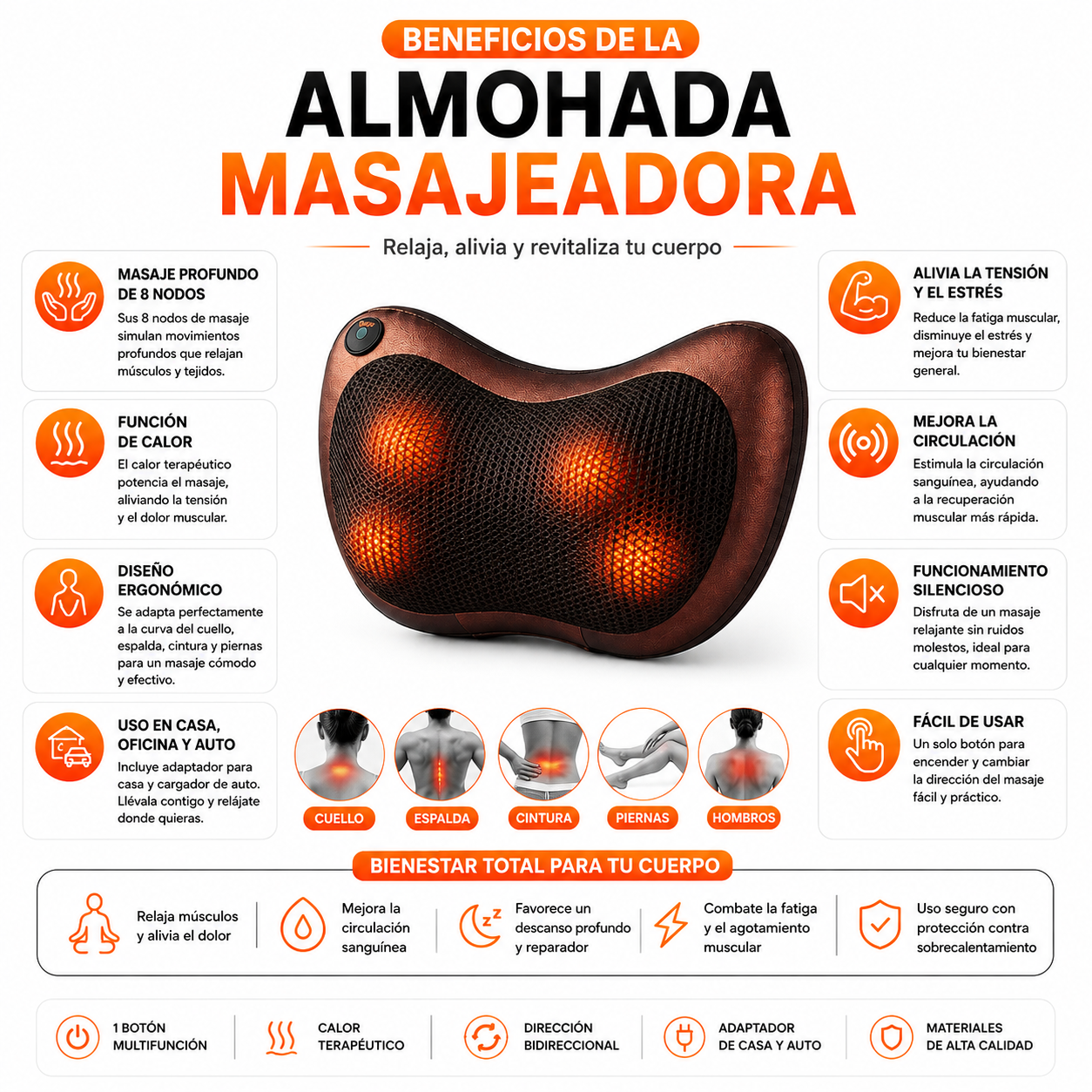 PACK PISTOLA MASAJEADORA 720 Y ALMOHADA MASAJEADORA - 4