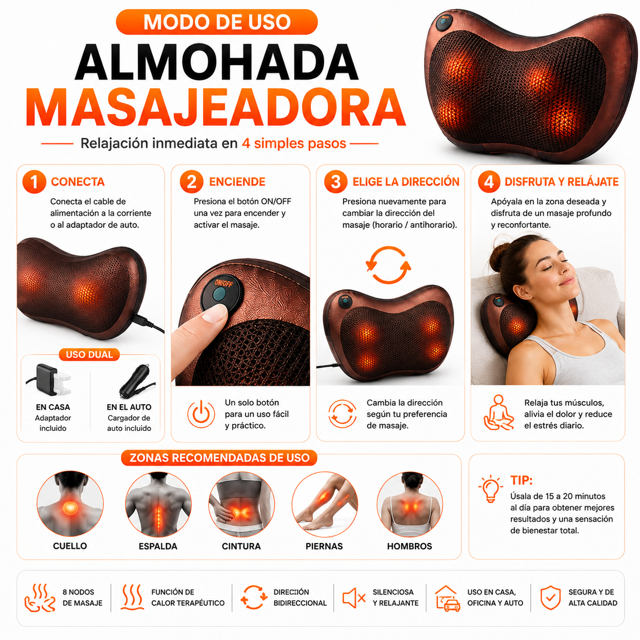PACK PISTOLA MASAJEADORA 720 Y ALMOHADA MASAJEADORA - 5
