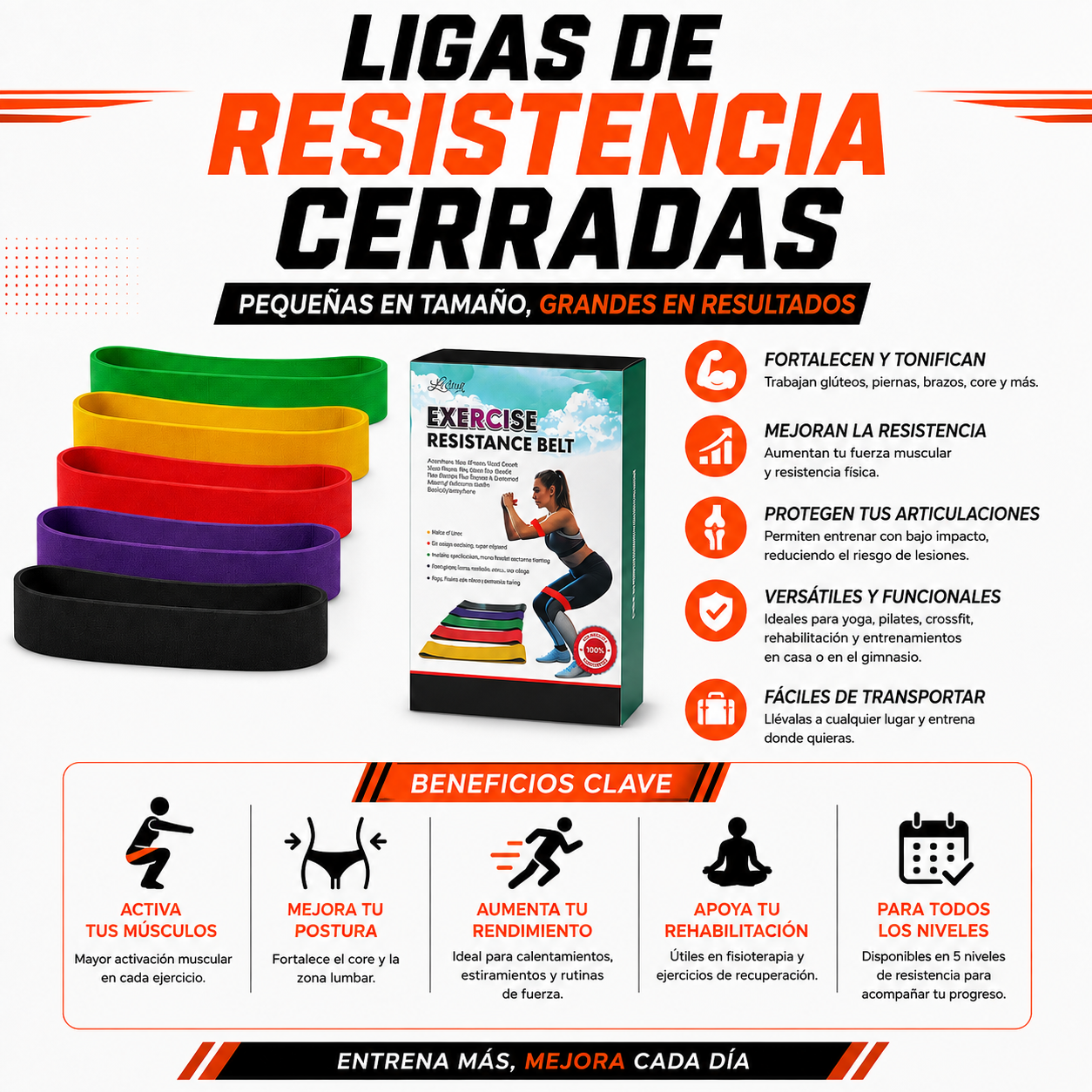 PACK PISTOLA MASAJEADORA 720 Y BANDAS ELASTICAS CERRADA - 4