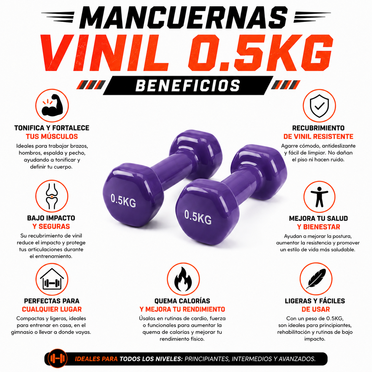 PACK PISTOLA MASAJEADORA 720 Y MANCUERNA VINIL 0.5KG - 4