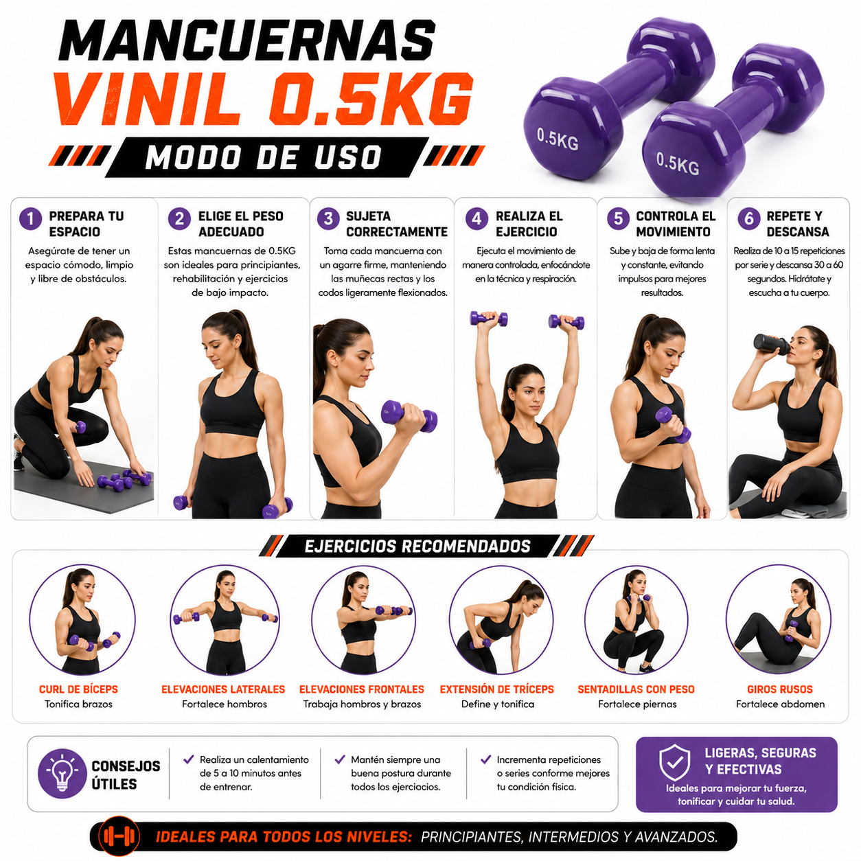 PACK PISTOLA MASAJEADORA 720 Y MANCUERNA VINIL 0.5KG - 5