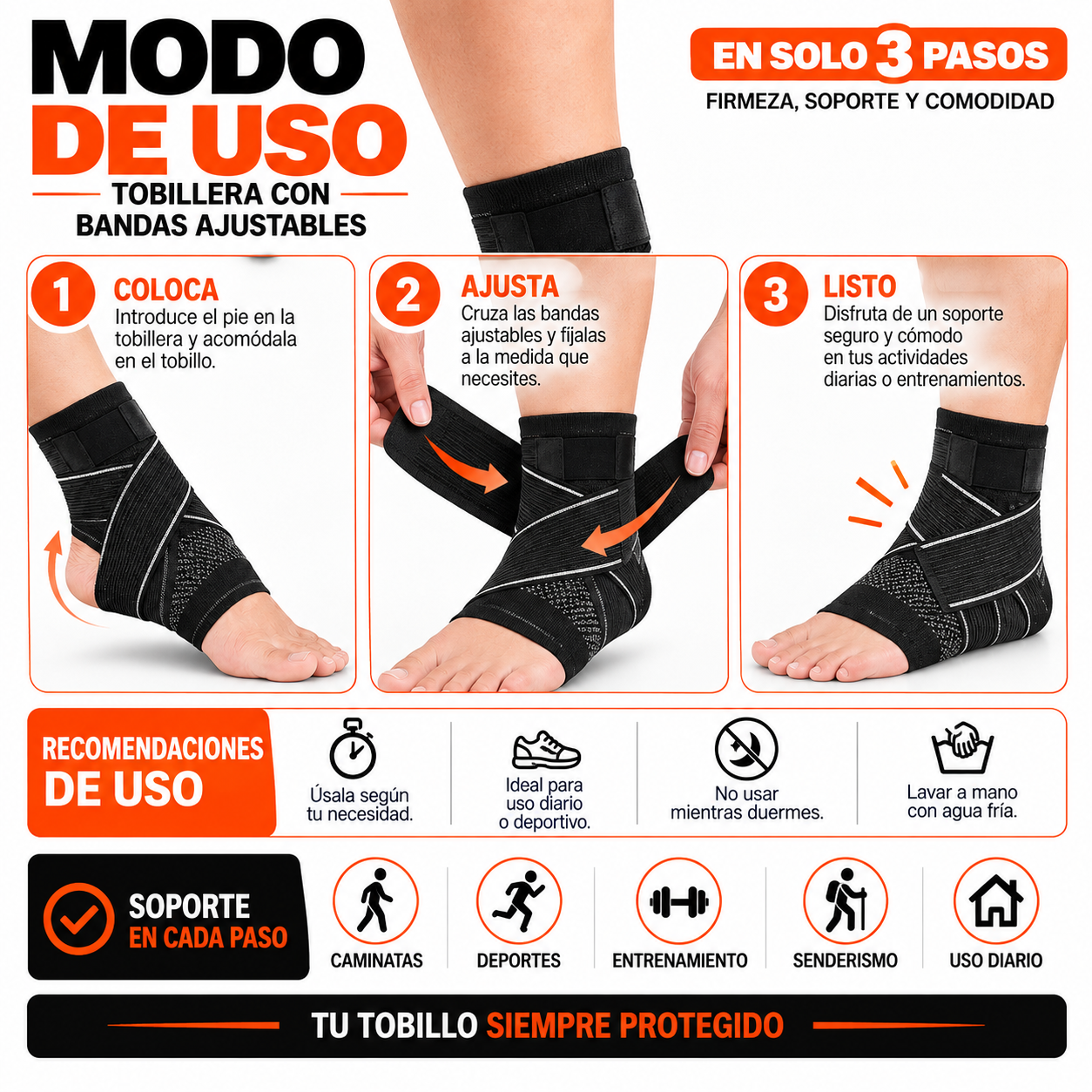 PACK PISTOLA MASAJEADORA 720 Y TOBILLERA CON BANDAS AJUSTABLES - 5