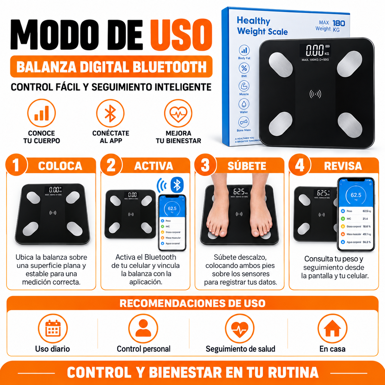 PACK DE PISTOLA MASAJEADORA 720 Y BALANZA DIGITAL BLUETOOTH - 5