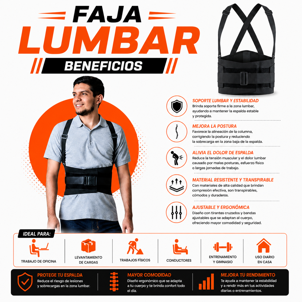 PACK PISTOLA MASAJEADORA 720 Y FAJA LUMBAR M - 4