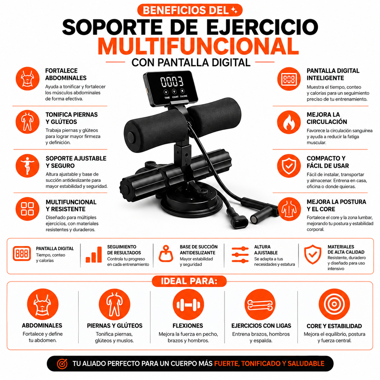 PACK PISTOLA MASAJEADORA 720 Y SOPORTE DE EJERCICIO MULTIFUNCIONAL CON PANTALLA - 4