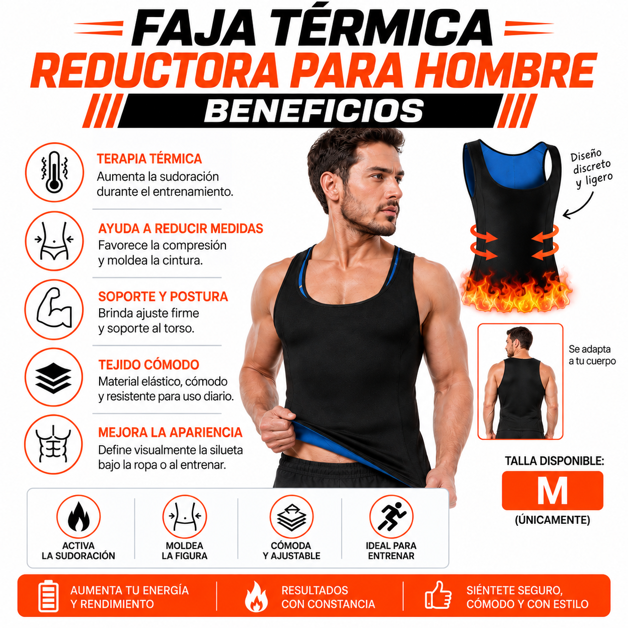 PACK PISTOLA MASAJEADORA 720 Y FAJA TERMICA REDUCTORA PARA HOMBRE M - 4