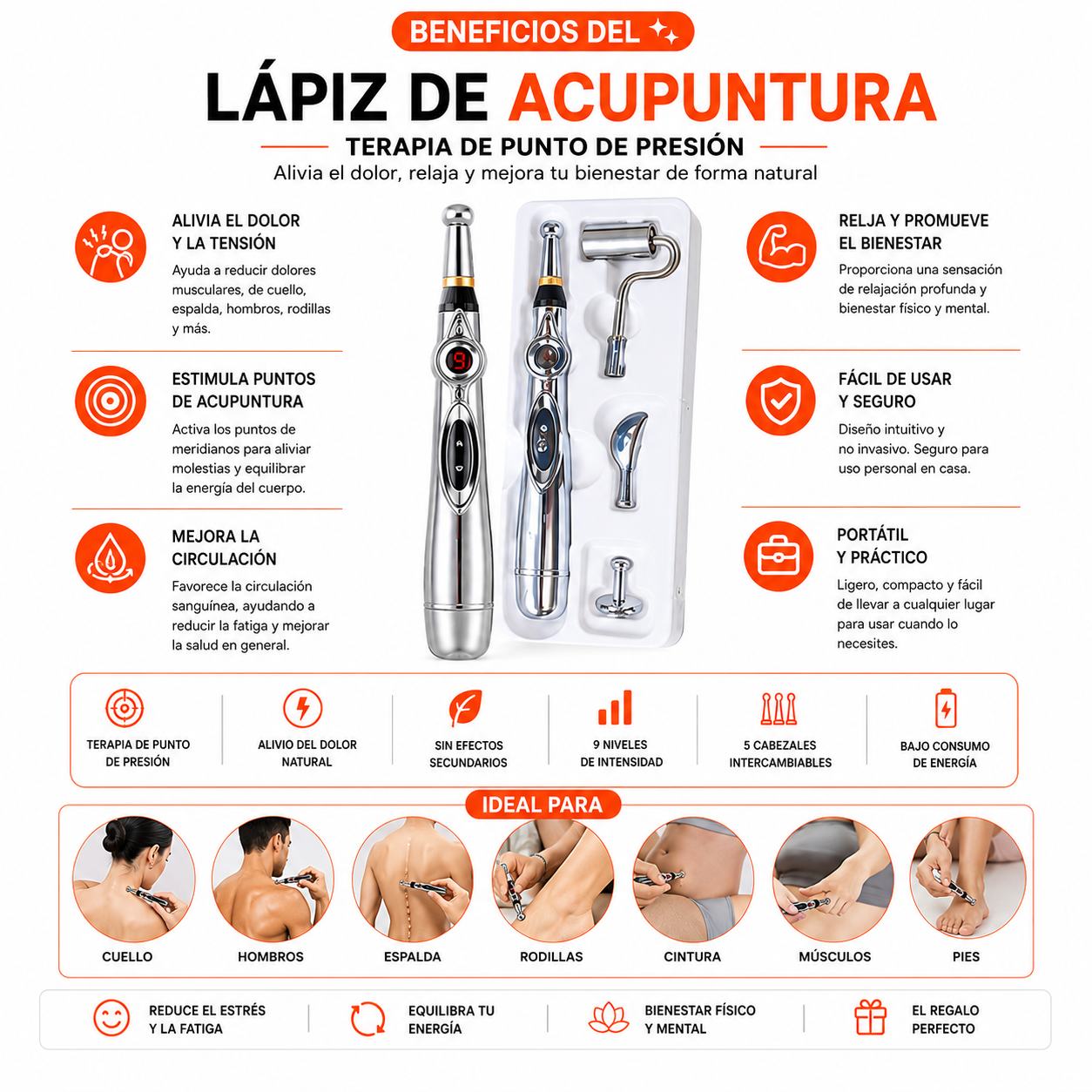 PACK PISTOLA MASAJEADORA 720 Y LAPIZ DE ACUPUNTURA - 4