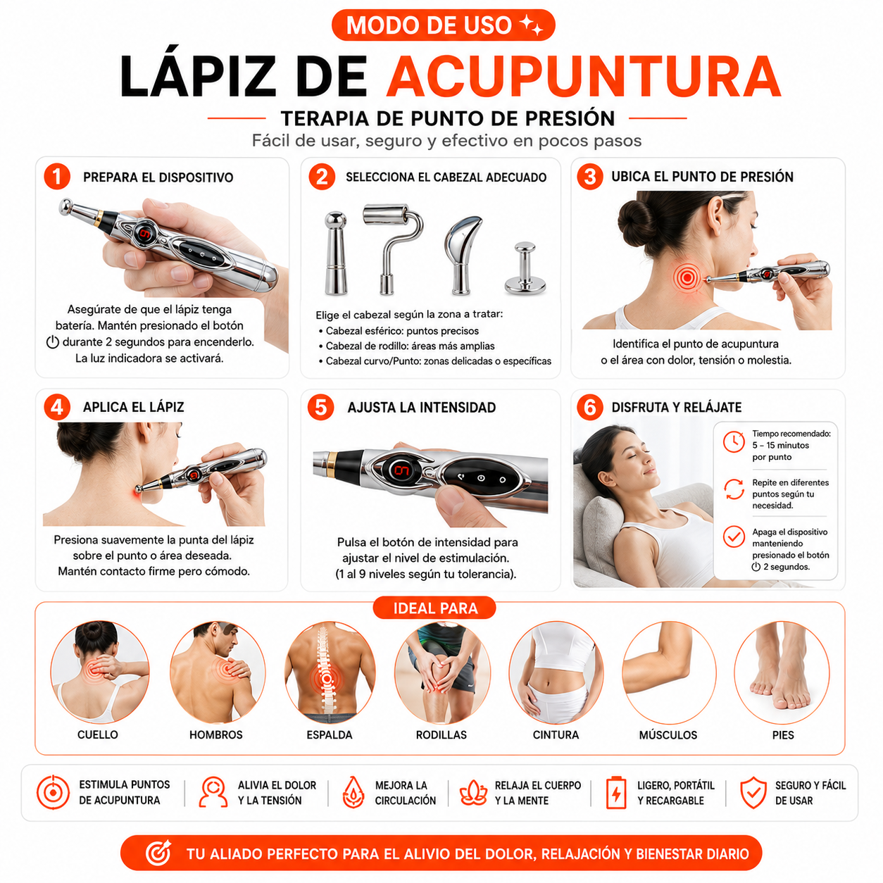 PACK PISTOLA MASAJEADORA 720 Y LAPIZ DE ACUPUNTURA - 5