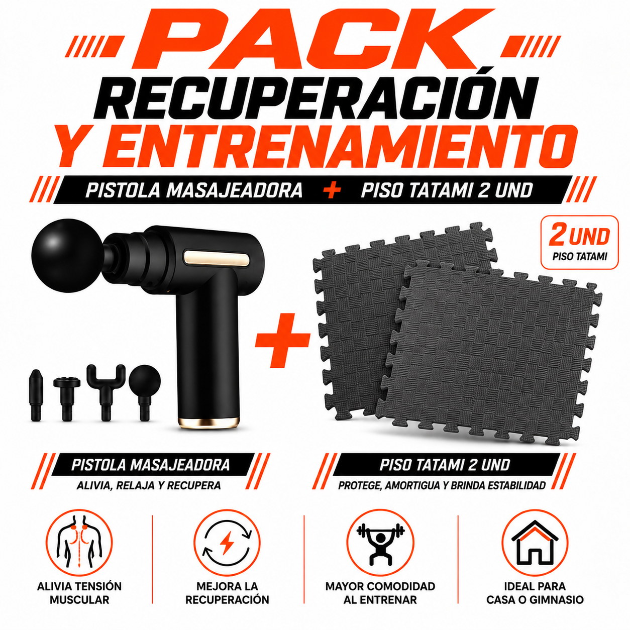PACK PISTOLA MASAJEADORA 720 Y PISO TATAMI 2UND - 1