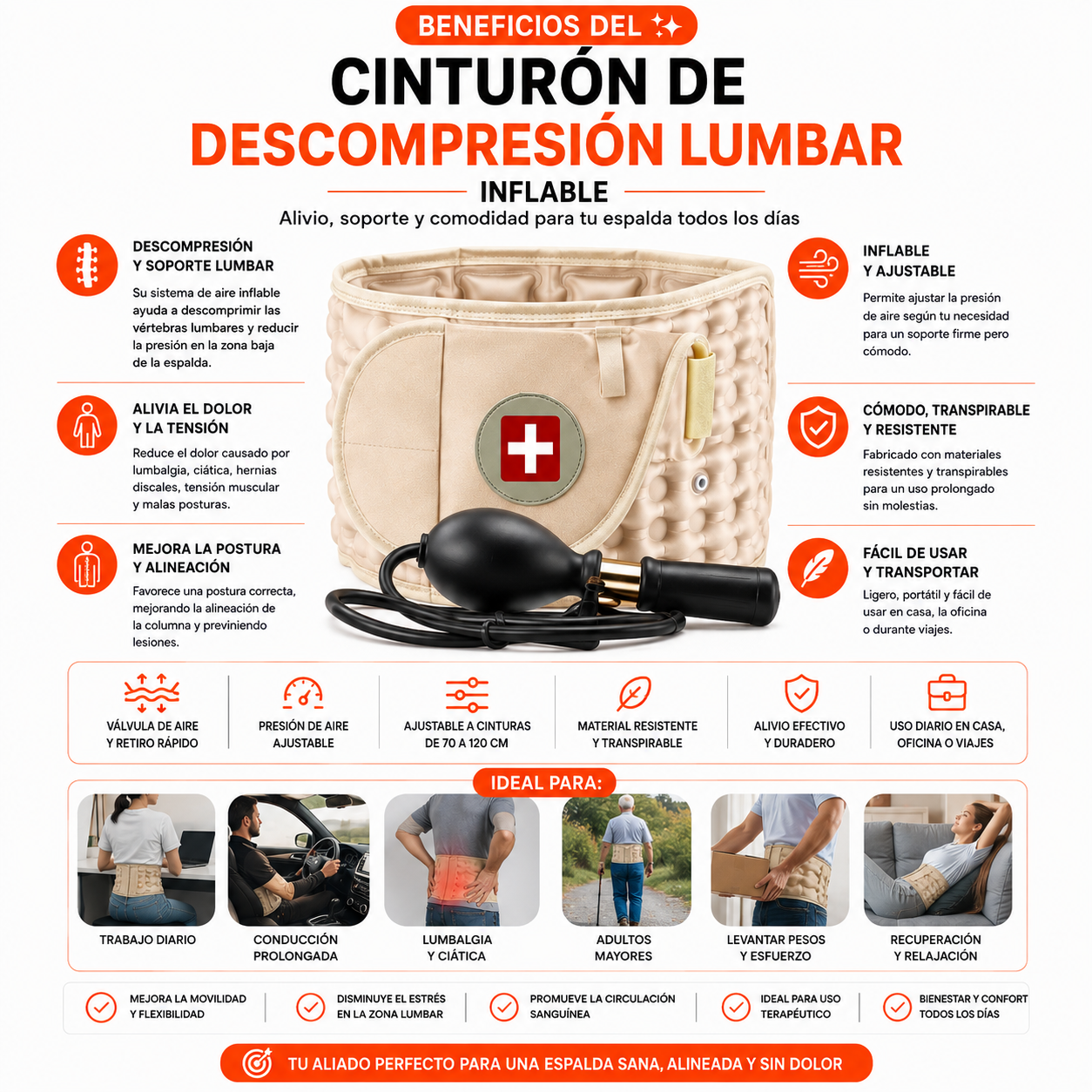 PACK PISTOLA MASAJEADORA 720 Y CINTURON DE COMPRESION LUMBAR - 4