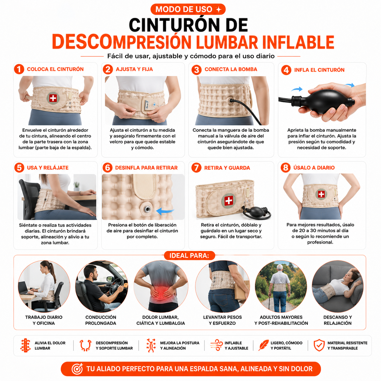 PACK PISTOLA MASAJEADORA 720 Y CINTURON DE COMPRESION LUMBAR - 5