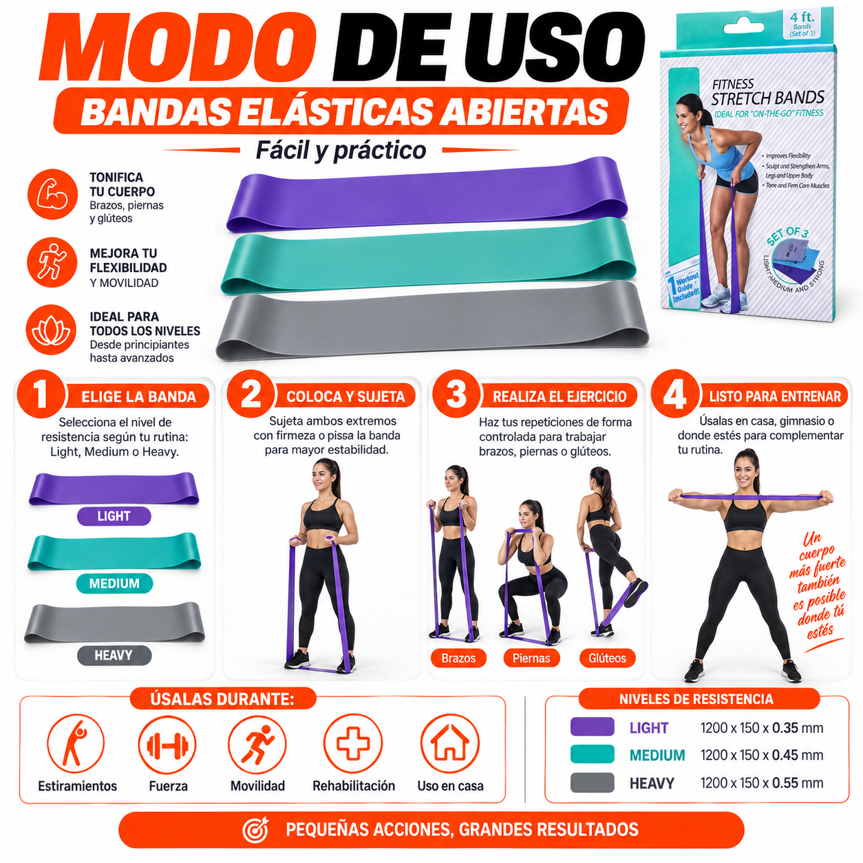 PACK PISTOLA MASAJEADORA 720 Y BANDAS ELASTICAS ABIERTAS - 5