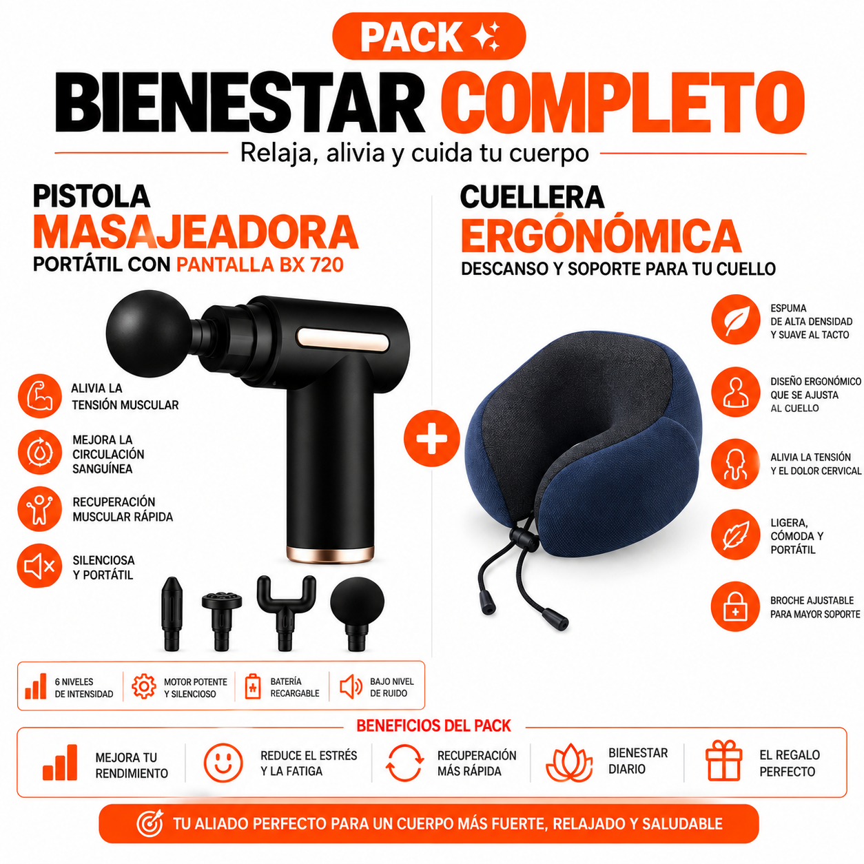 PACK PISTOLA MASAJEADORA 720 Y CUELLERA - 1