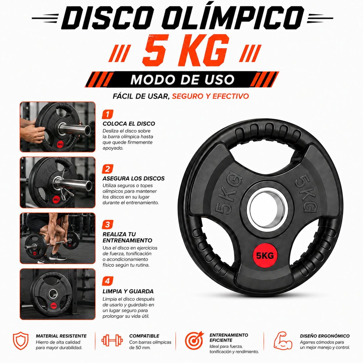 PACK PISTOLA MASAJEADORA 720 Y DISCOS OLIMPICOS DE 5KG - 5