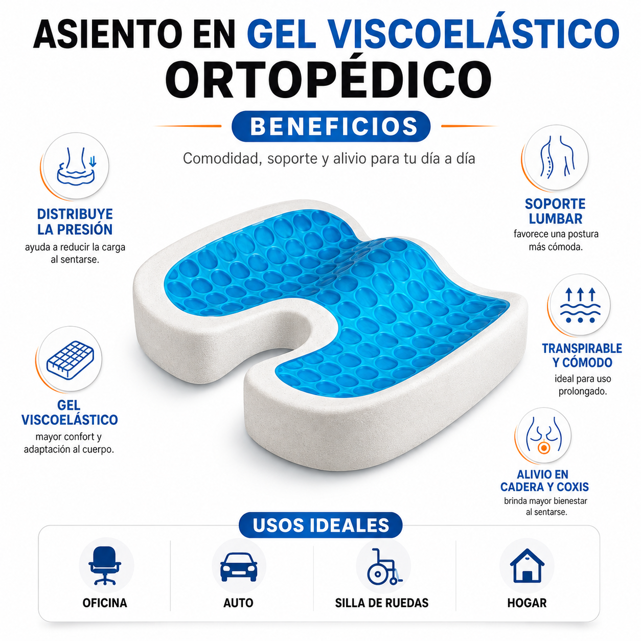 PACK PISTOLA MASAJEADORA 720 Y ASIENTO EN GEL VISCOELÁSTICO ORTOPÉDICO - 4