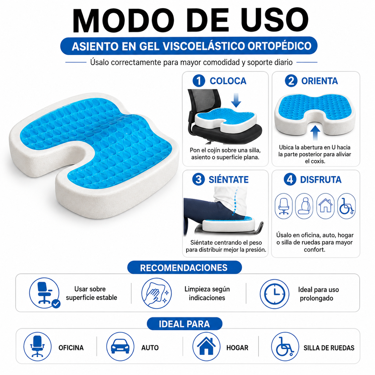 PACK PISTOLA MASAJEADORA 720 Y ASIENTO EN GEL VISCOELÁSTICO ORTOPÉDICO - 5