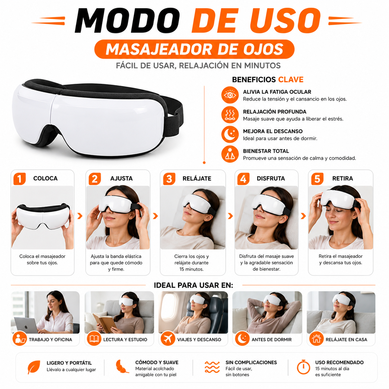 PACK PISTOLA MASAJEADORA 720 Y MASAJEADOR DE OJOS UNISEX - 5