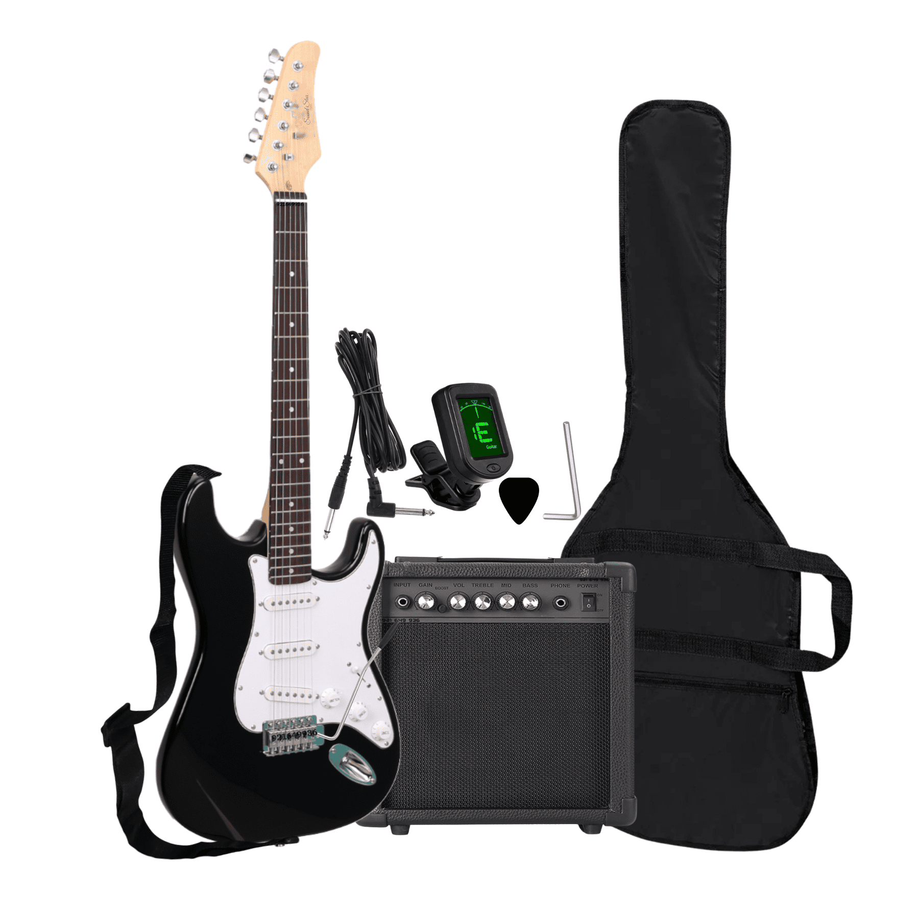 PACK GUITARRA ELECTRICA COLOR NEGRO CON AMPLIFICADOR Y ACCESORIOS - 2