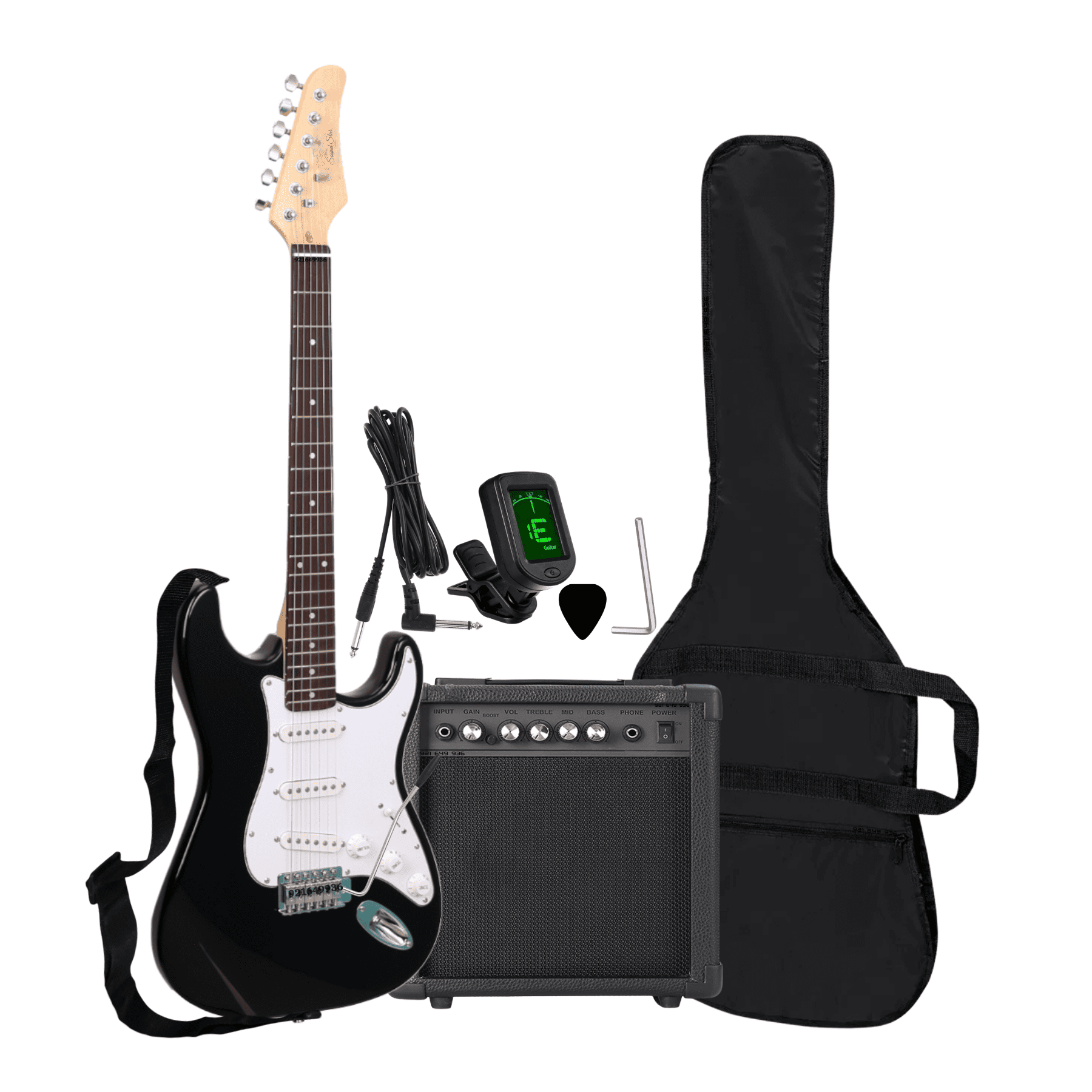 PACK GUITARRA ELECTRICA COLOR NEGRO CON AMPLIFICADOR Y ACCESORIOS - 3