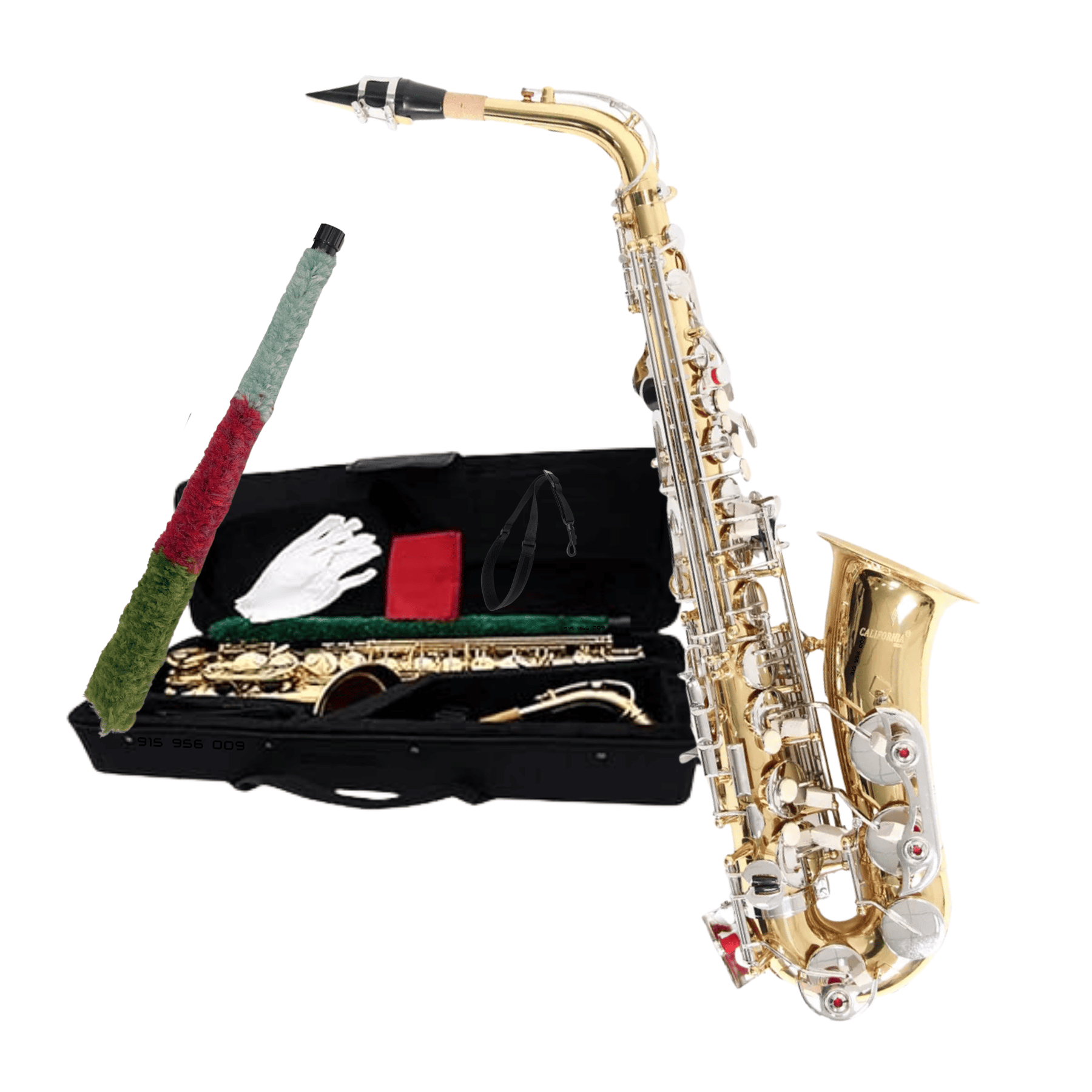 SAXO ALTO DORADO CON LLAVES NIQUELADA CON ACCESORIOS COMPLETOS - 2