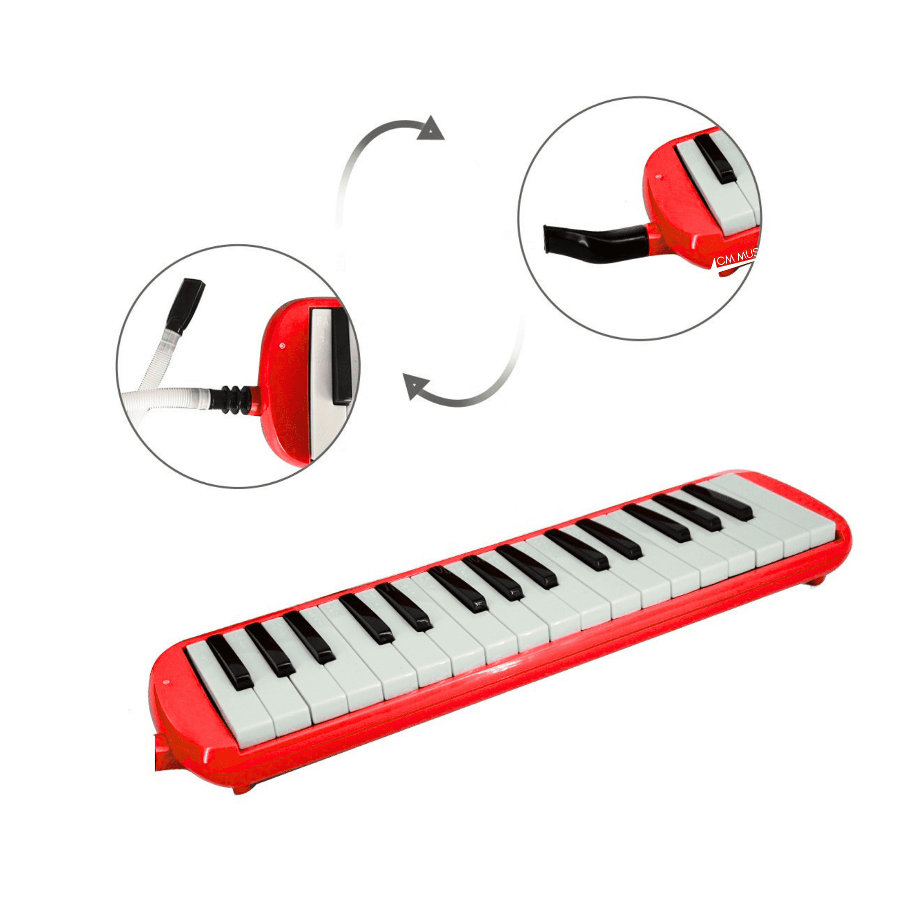 MELÓDICA 32 TECLAS ROJO CON NOTAS EN ALTO RELIEVE ESTUCHE RÍGIDO Y ACCESORIOS - 2