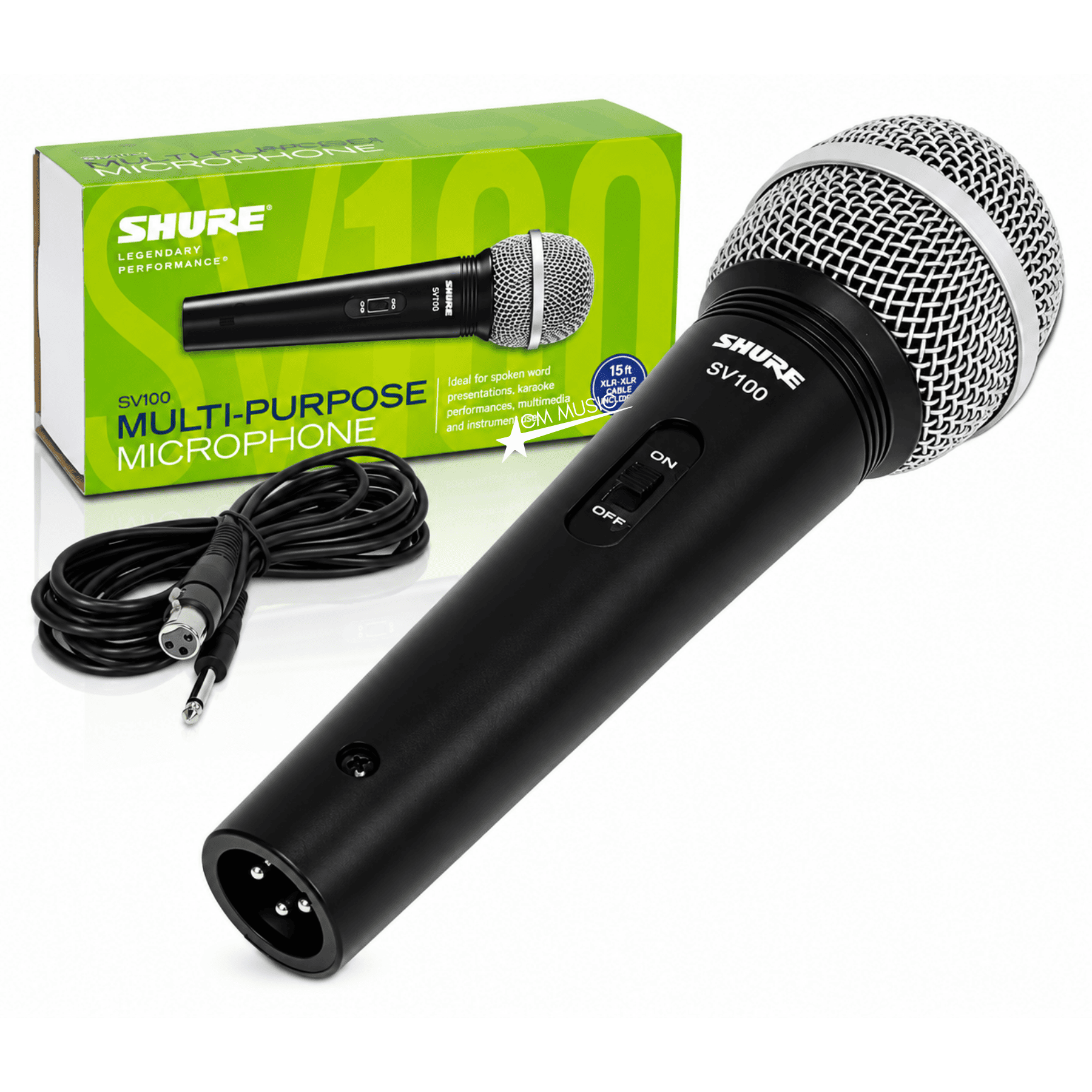 MICRÓFONO SHURE SV100 DINÁMICO CON CABLE XLR PARA KARAOKE, VOZ Y CONFERENCIAS - 1