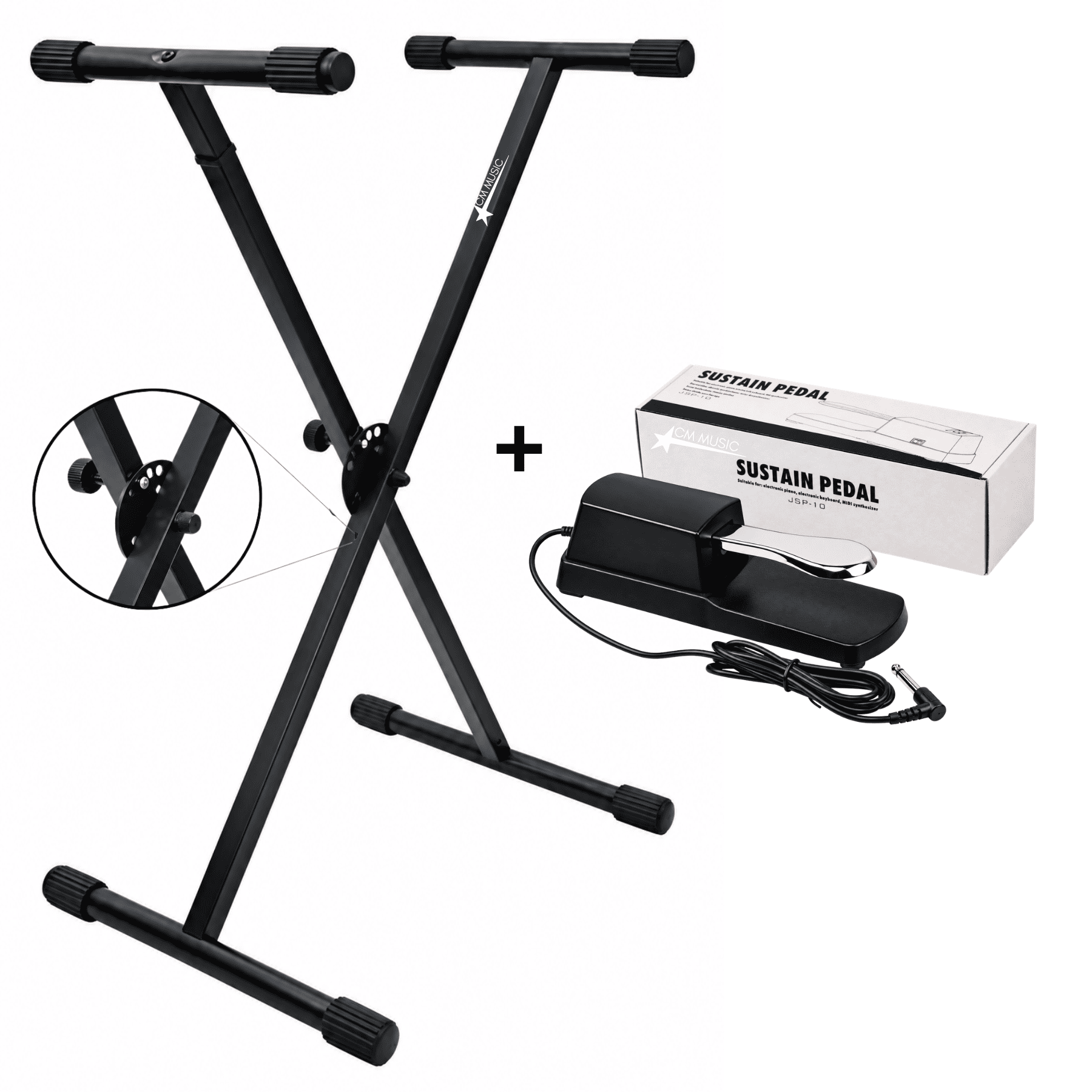 SOPORTE DE TECLADO REGULABLE Y PEDAL SUSTAIN PARA PIANO Y TECLADO - 1