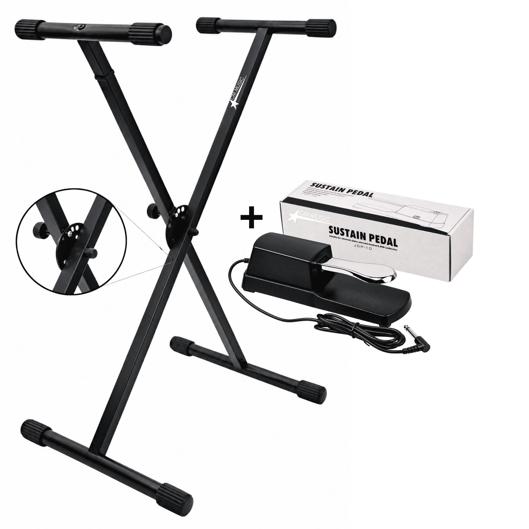 SOPORTE DE TECLADO REGULABLE Y PEDAL SUSTAIN PARA PIANO Y TECLADO - 2