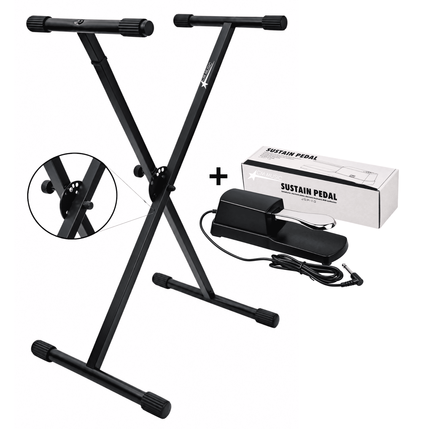 SOPORTE DE TECLADO REGULABLE Y PEDAL SUSTAIN PARA PIANO Y TECLADO - 3