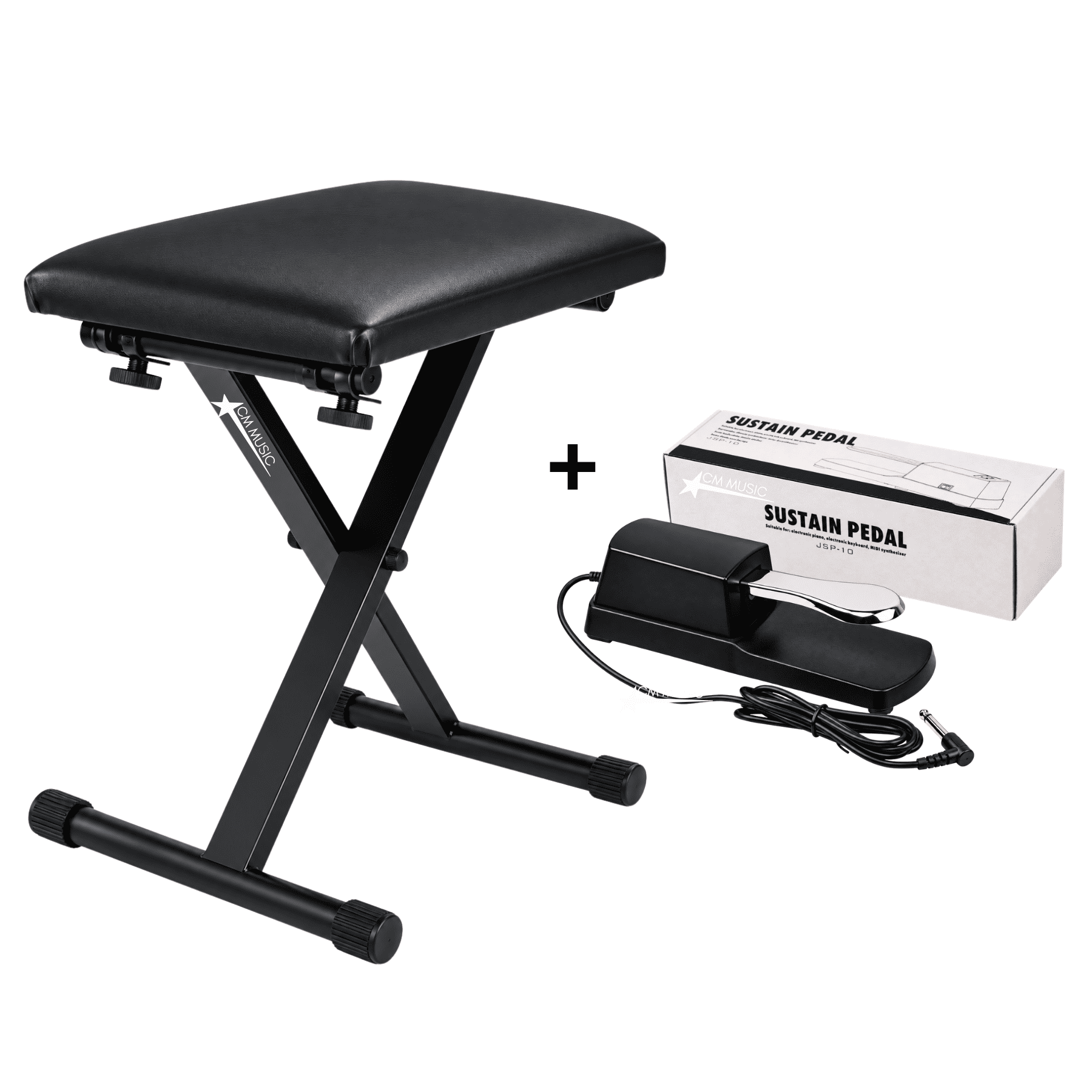 BANQUETA ASIENTO PARA PIANO TECLADO AJUSTABLE Y PEDAL SUSTAIN CON POLARIDAD - 1