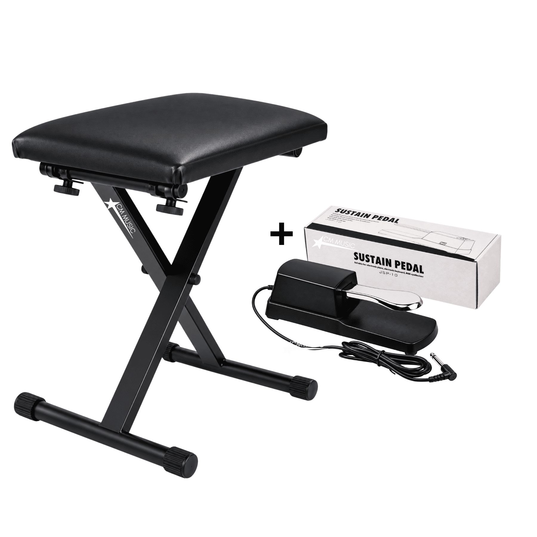 BANQUETA ASIENTO PARA PIANO TECLADO AJUSTABLE Y PEDAL SUSTAIN CON POLARIDAD - 2