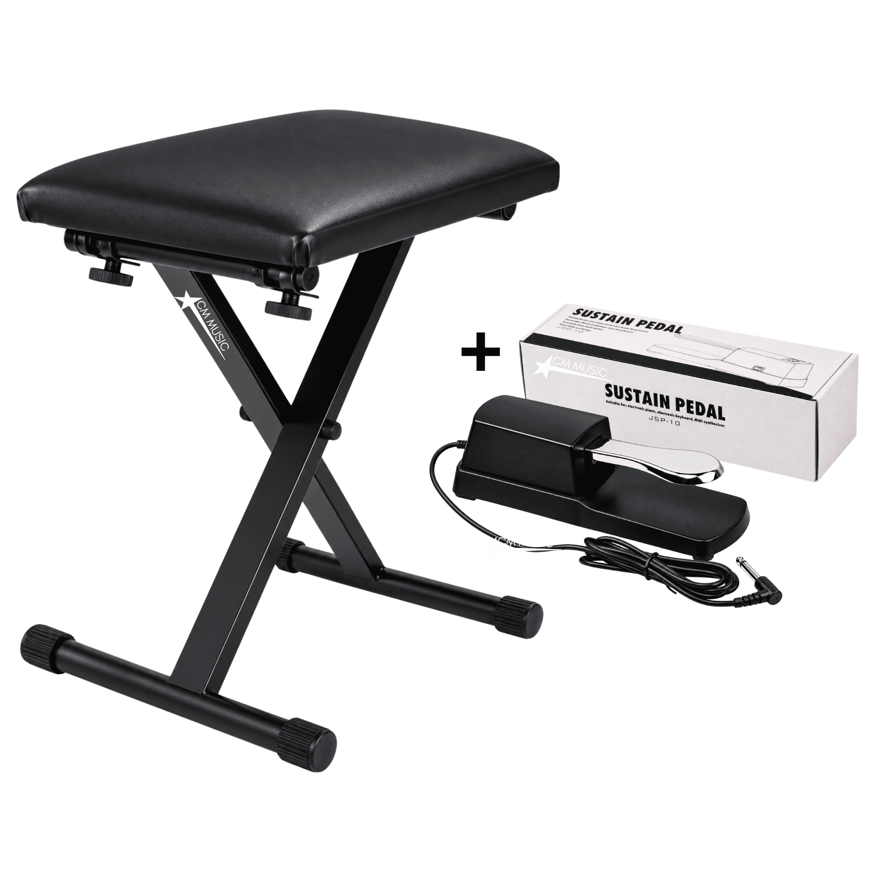 BANQUETA ASIENTO PARA PIANO TECLADO AJUSTABLE Y PEDAL SUSTAIN CON POLARIDAD - 3