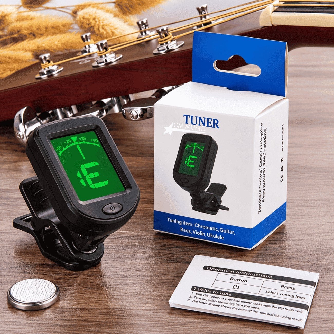 AFINADOR DIGITAL CROMÁTICO DE CLIP PARA GUITARRA BAJO VIOLÍN UKULELE Y MÁS - 3
