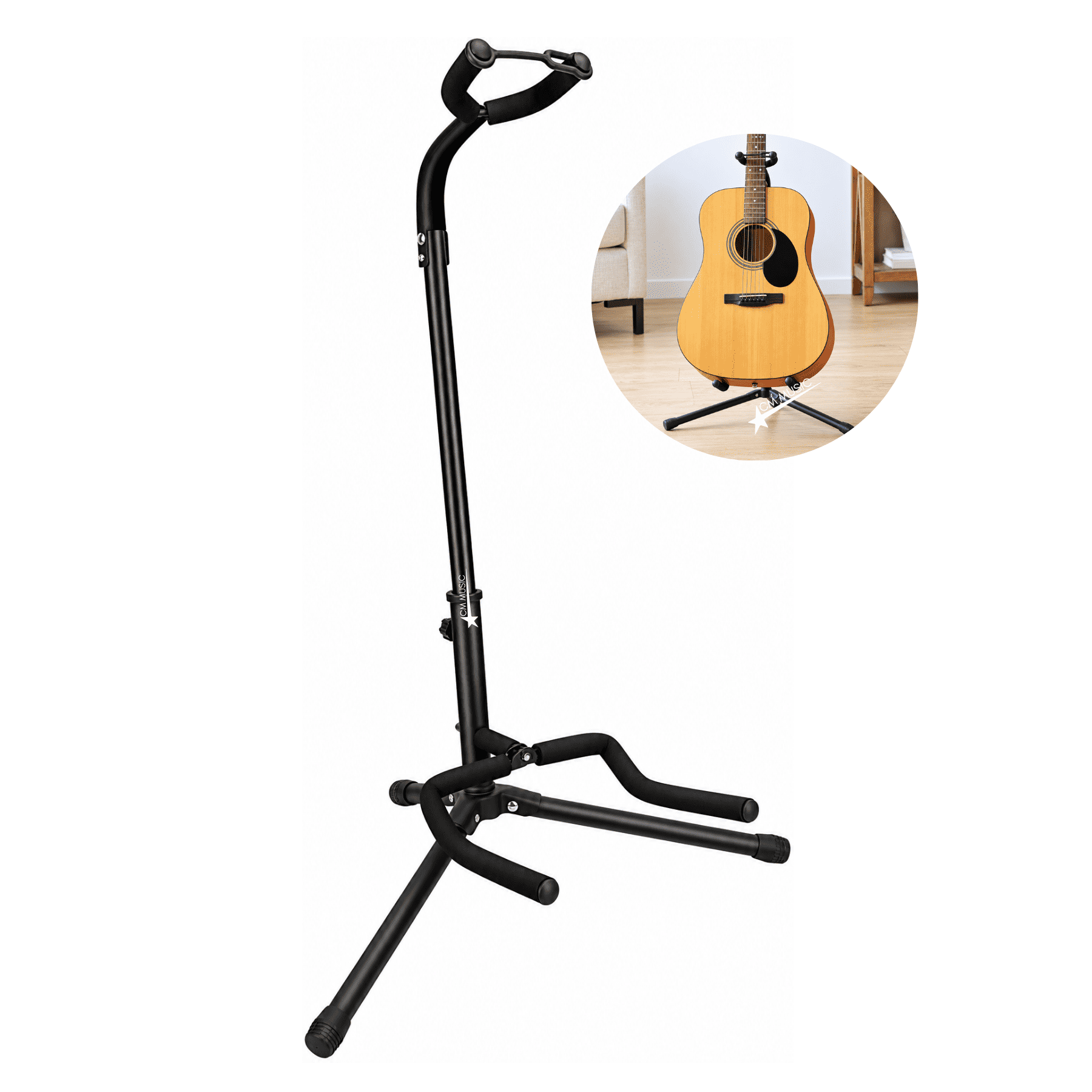 SOPORTE TRÍPODE PARA GUITARRAS ACÚSTICA, ELÉCTRICA, BAJO, BANJO Y UKELELE Y MÁS - 1