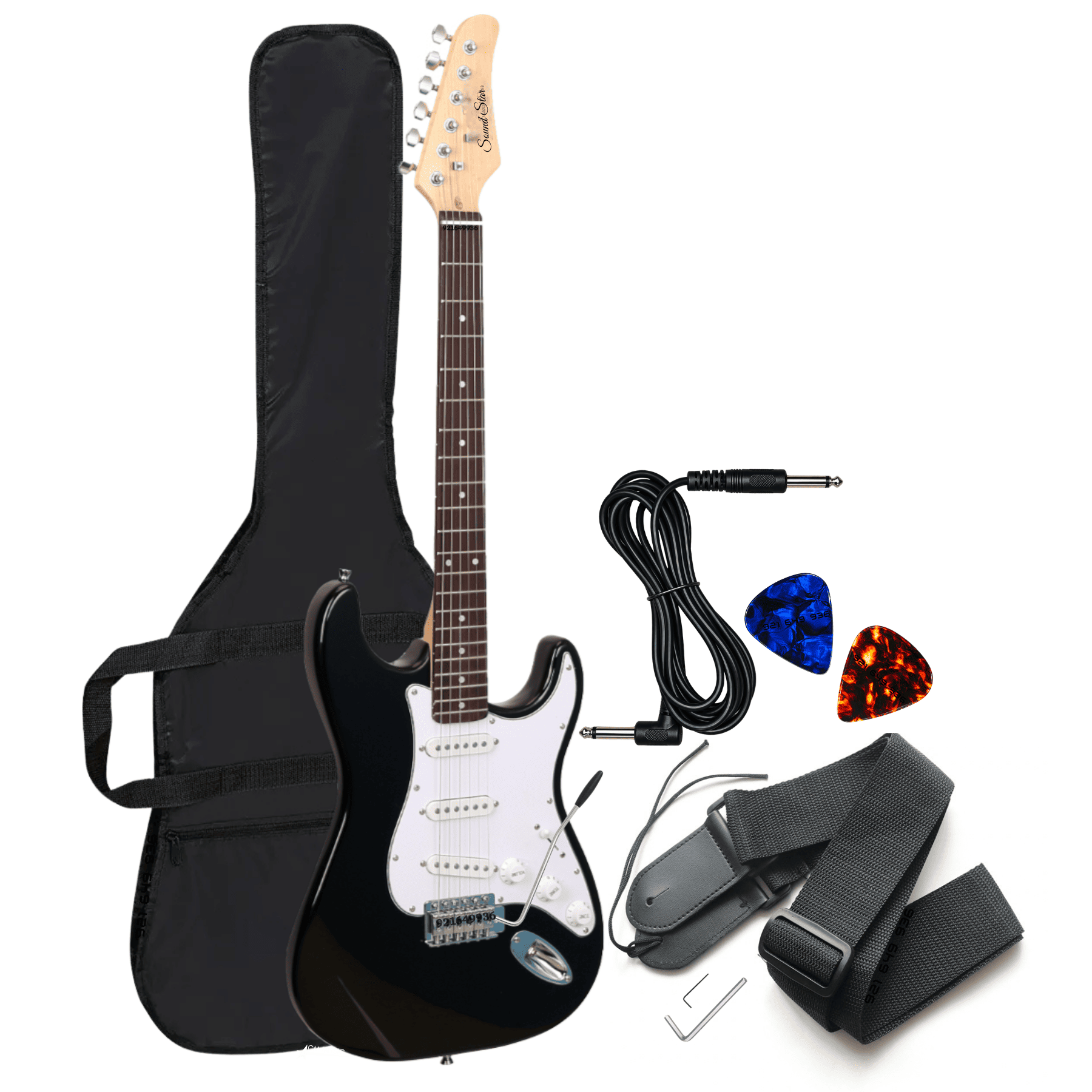 GUITARRA ELÉCTRICA NEGRO CON ACCESORIOS COMPLETA - 1