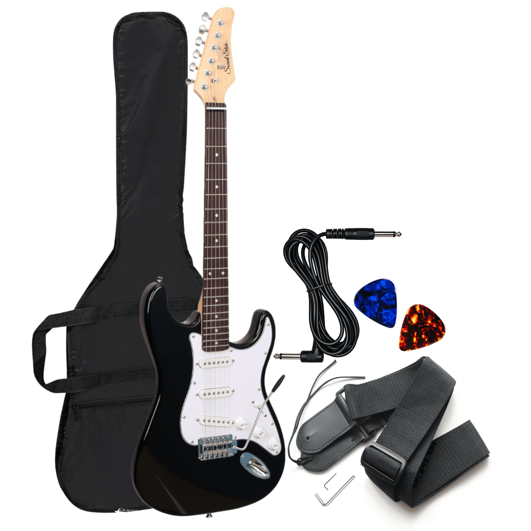 GUITARRA ELÉCTRICA NEGRO CON ACCESORIOS COMPLETA - 3