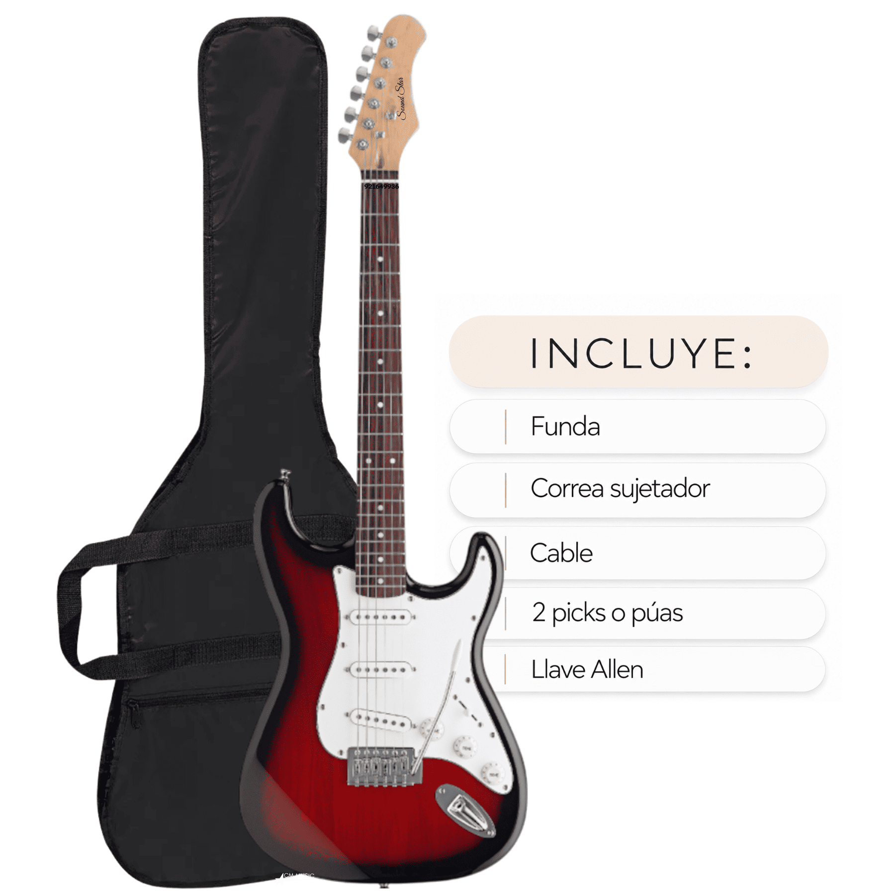 GUITARRA ELECTRICA ROJO CON ACCESORIOS COMPLETA - 2