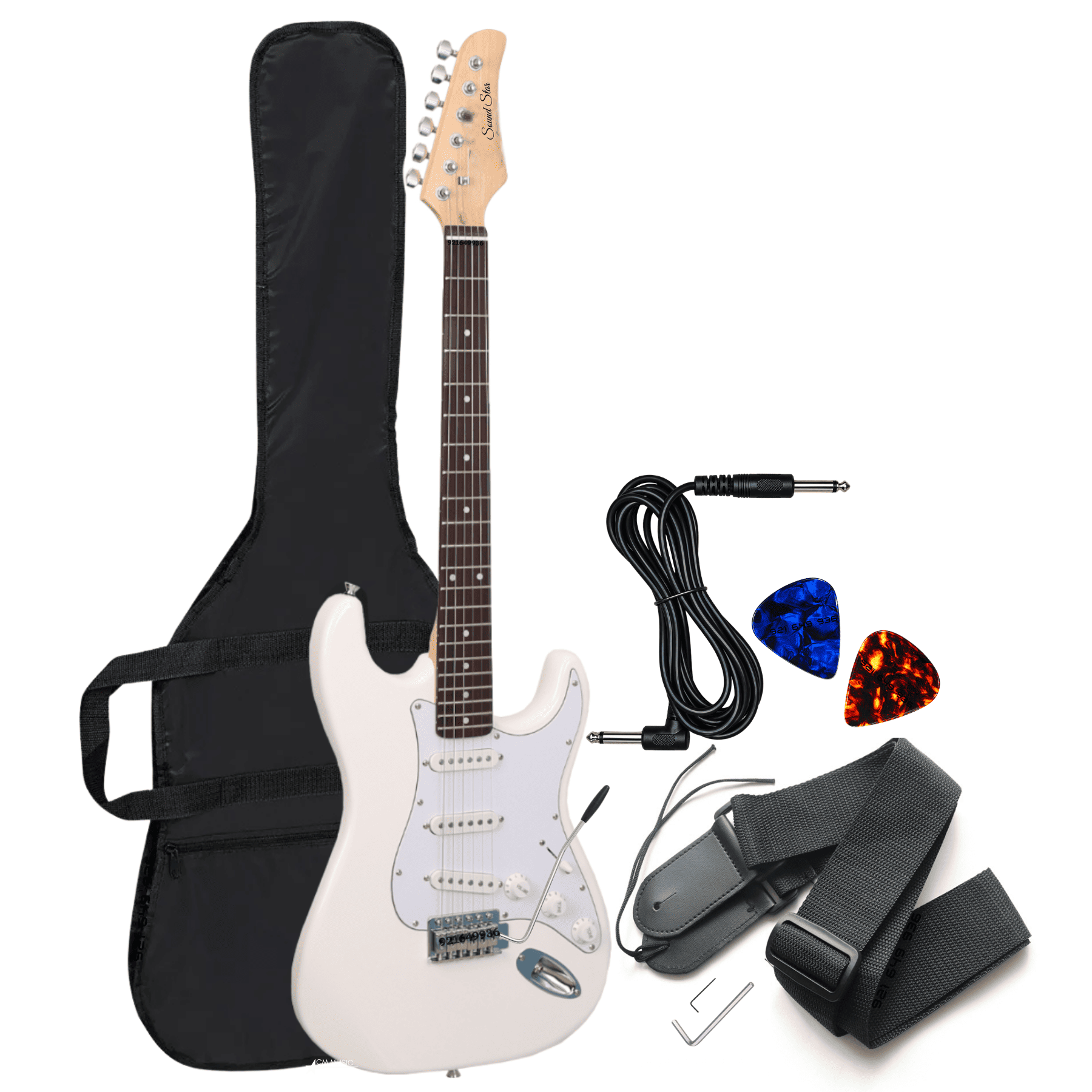 GUITARRA ELÉCTRICA BLANCO CON ACCESORIOS COMPLETA - 3